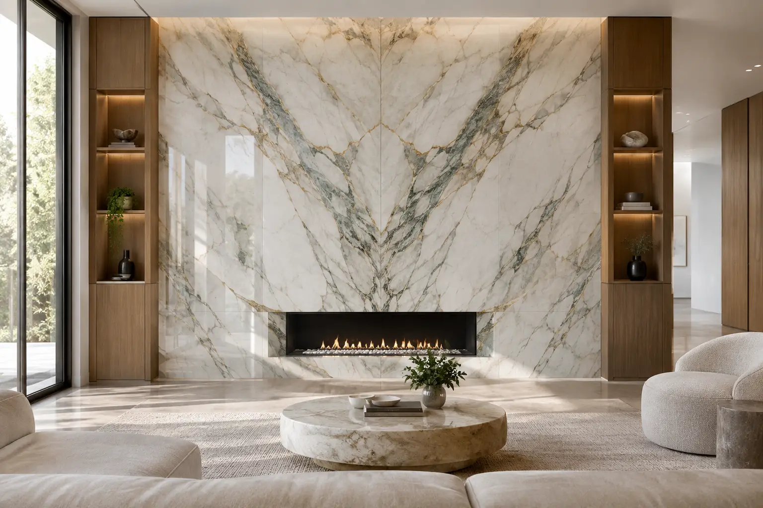 Bookmatched Marble Wall Panels for Interiors